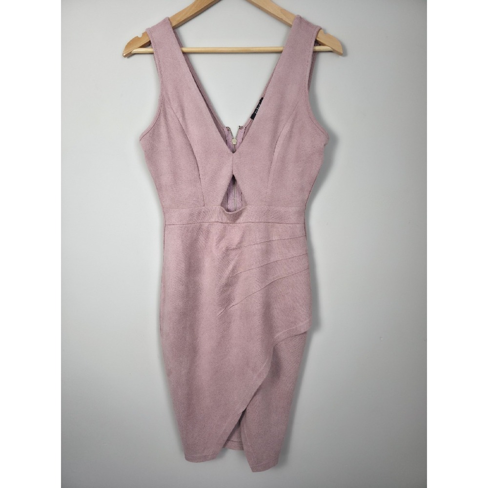 Privy Pink Bodycon Dress M Sleeveless V-Neck Sexy Fitted Party Cocktail Mini